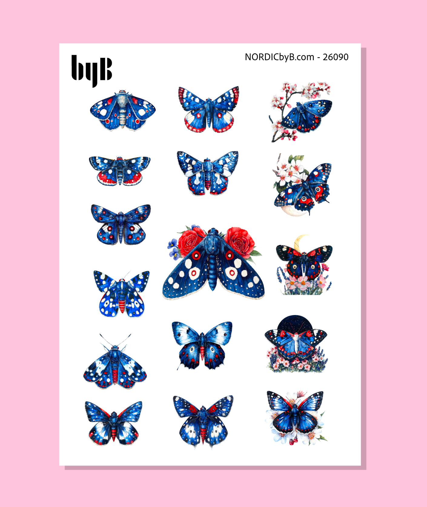 BlueRed Butterflies - Sticker Sheet