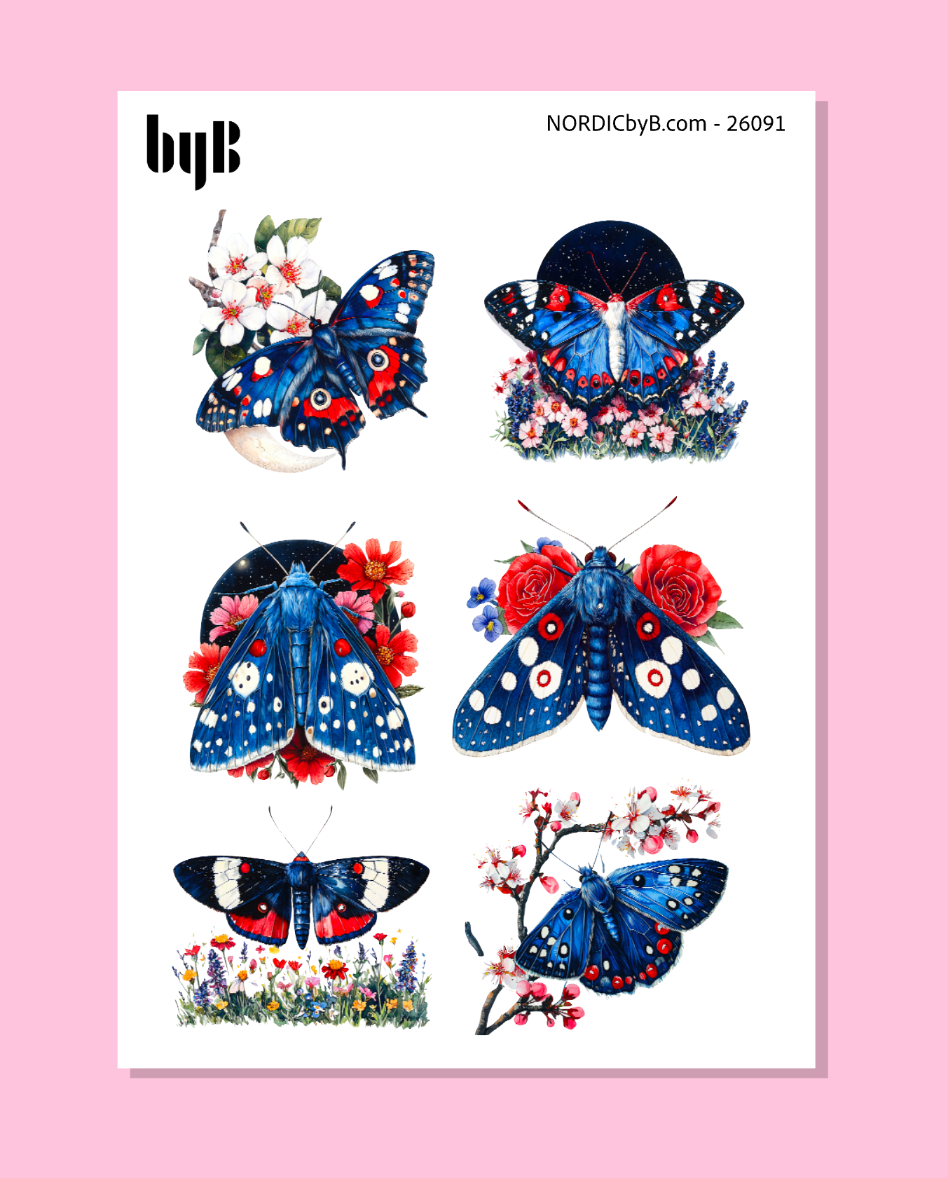 BlueRed Butterflies - Sticker Sheet
