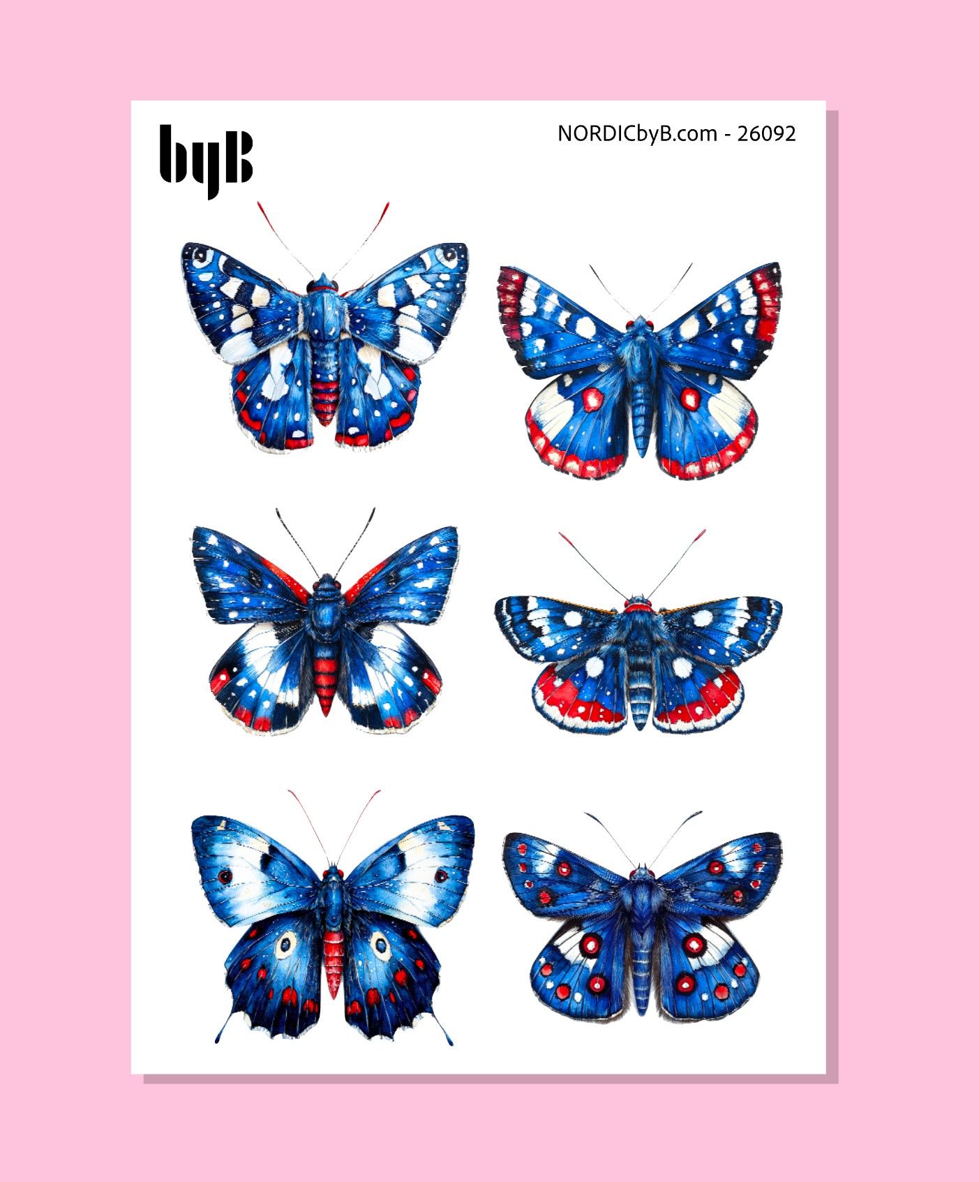 BlueRed Butterflies - Sticker Sheet