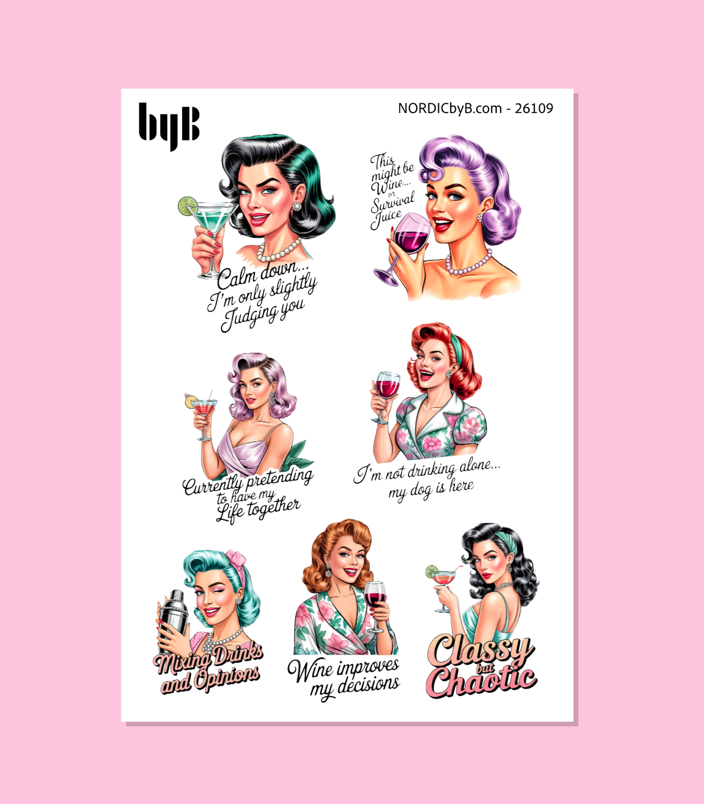 Retro Sassy Quotes - Sticker Sheet