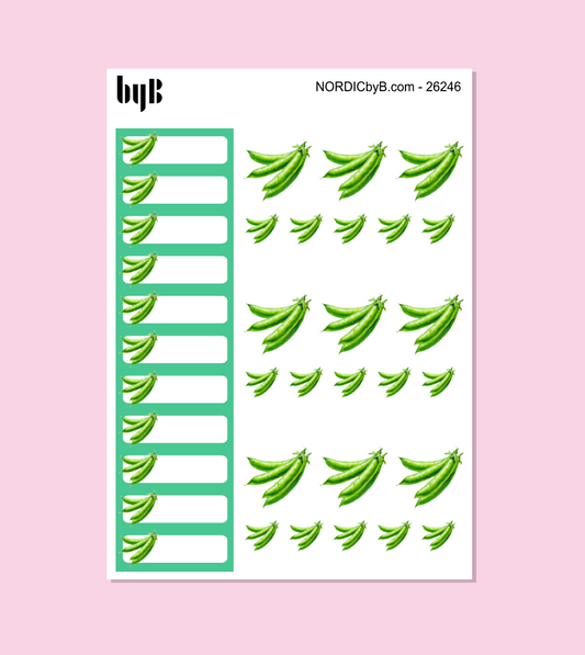 SUKKERERTER, BØNNE etc Garden Planning Stickers