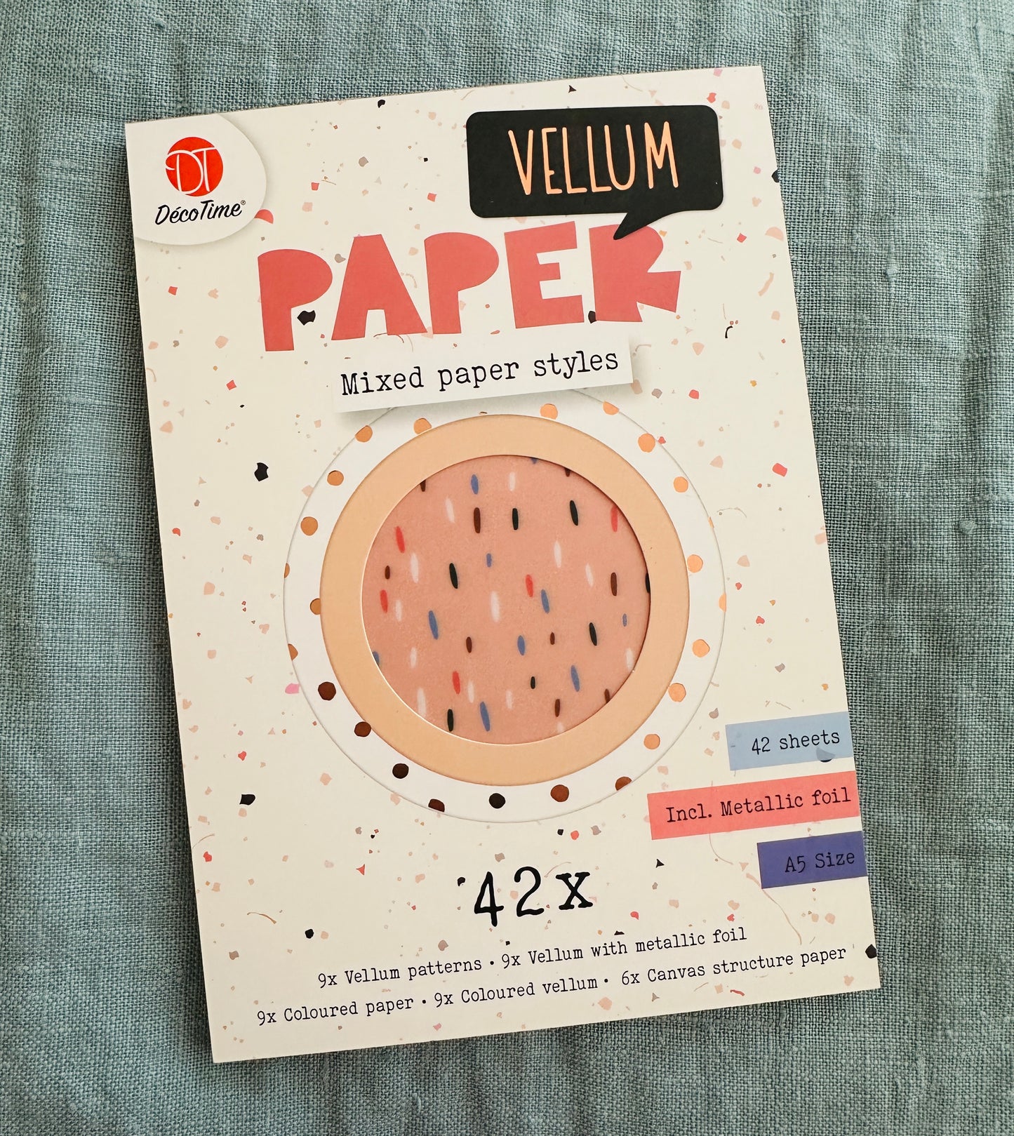 A5 Paper Pad, Mixed Paper Styles: Vellum, Card Board, Metallic Foil