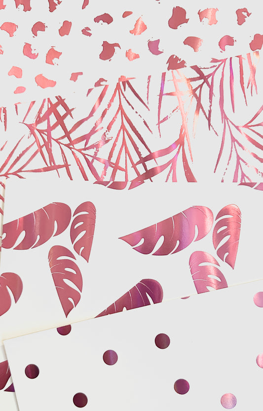 4pk design paper - hvit med rosa foil A4