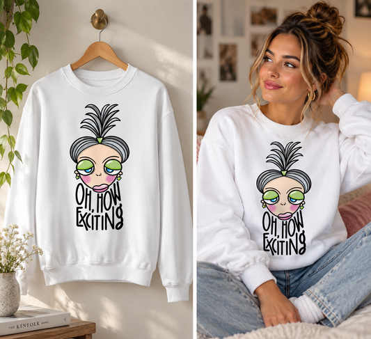 FORHÅNDSBESTILLING - OH, HOW EXCITING crew neck - white