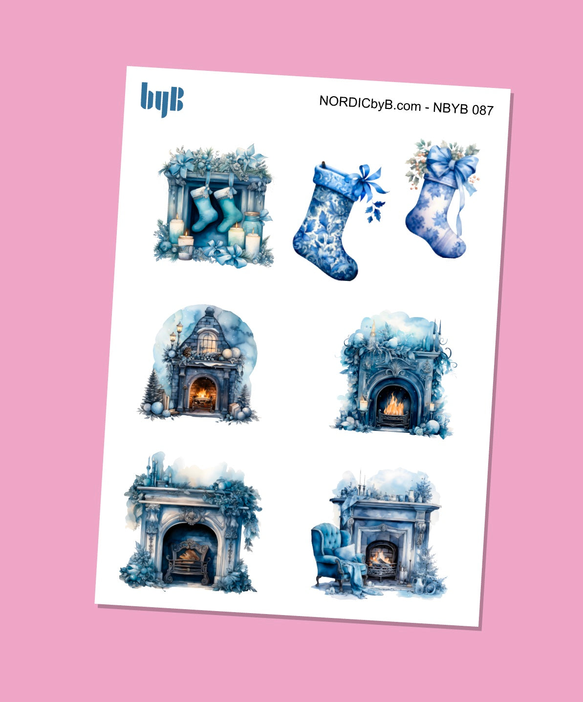 Blue Cozy Christmas Sticker Sheet