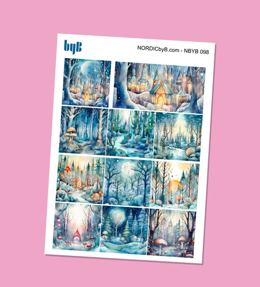 Enchanted Forest Blue Boxes Sticker Sheet