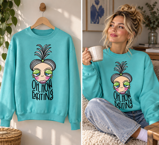 FORHÅNDSBESTILLING - OH, HOW EXCITING crew neck - teal