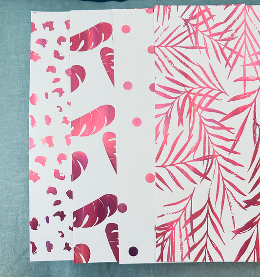 4pk design paper - hvit med rosa foil A4