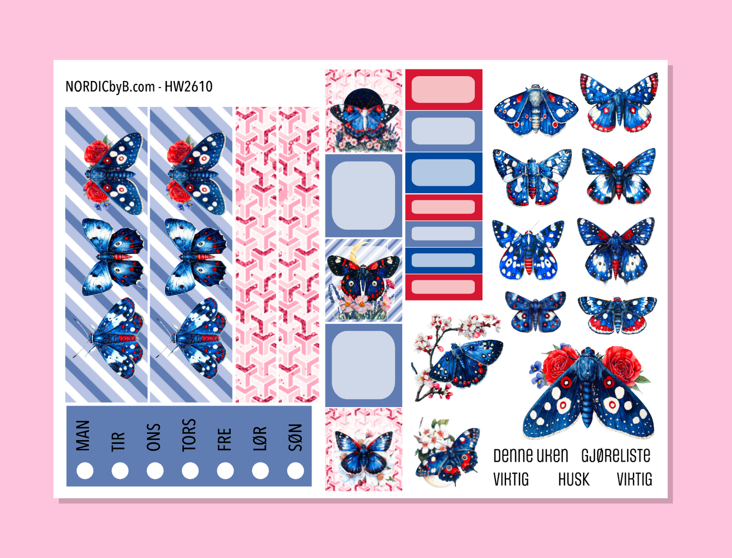 2610 BlueRed Butterflies Hobonichi Weeks MiniKit