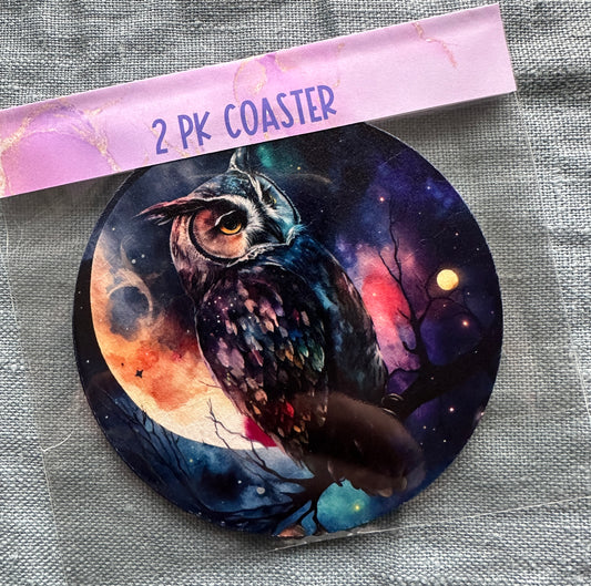 2 pk OWL COASTER made of recycled card board