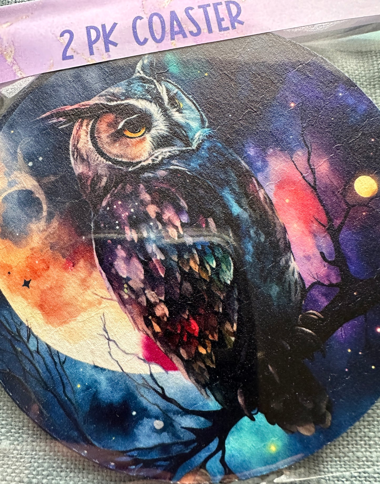 2 pk OWL COASTER made of recycled card board