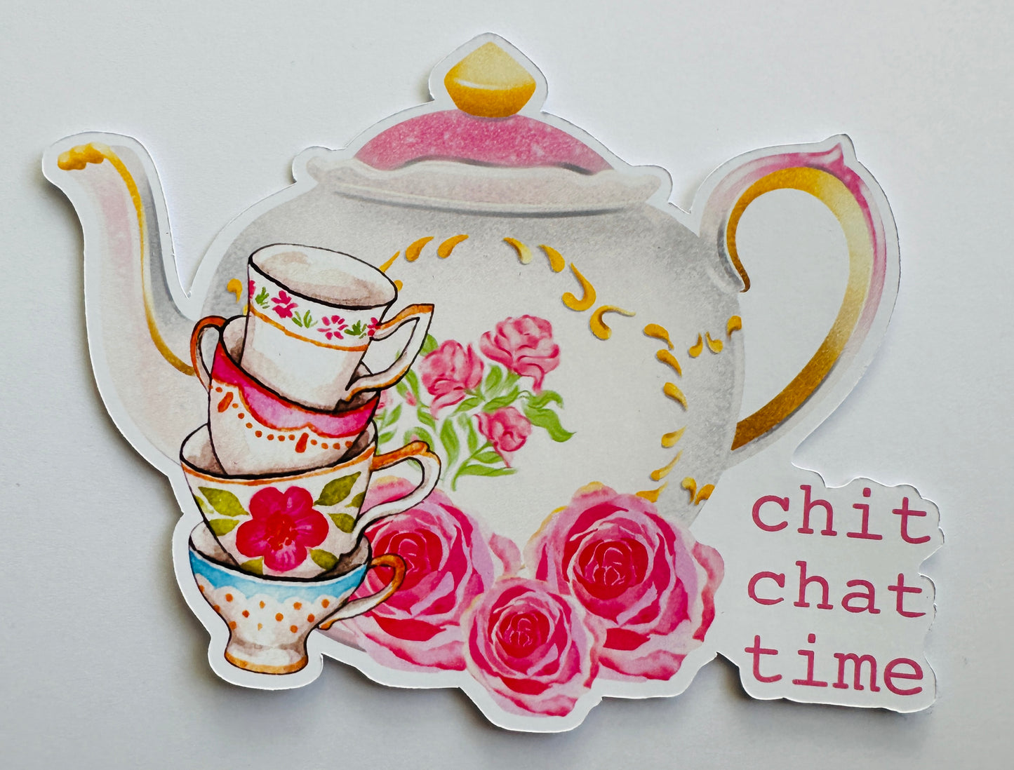 CHIT CHAT TIME Die Cut Sticker