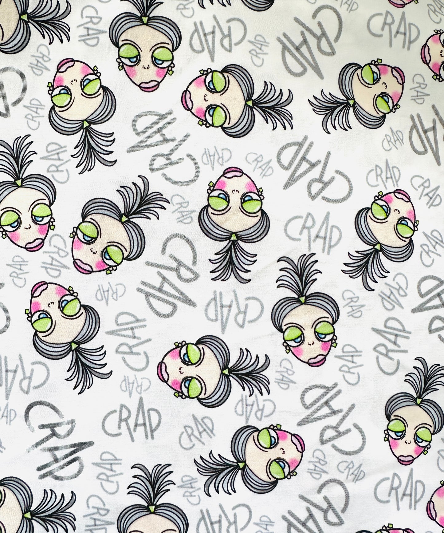 CRAP FACES Cotton Poplin Fabric - 0,5 m - WEARY WOMEN Collection