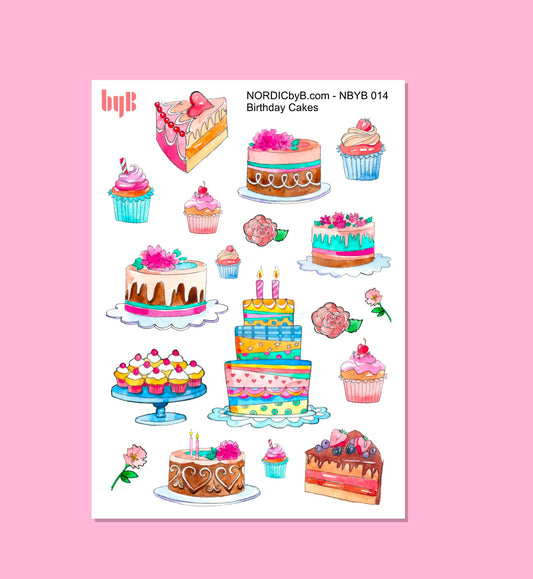 BIRTHDAY CAKES - Sticker Sheet with cakes