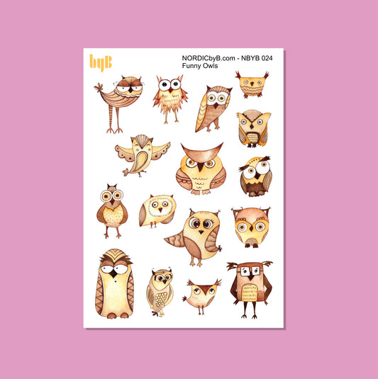 Funny Owls Sticker Sheet