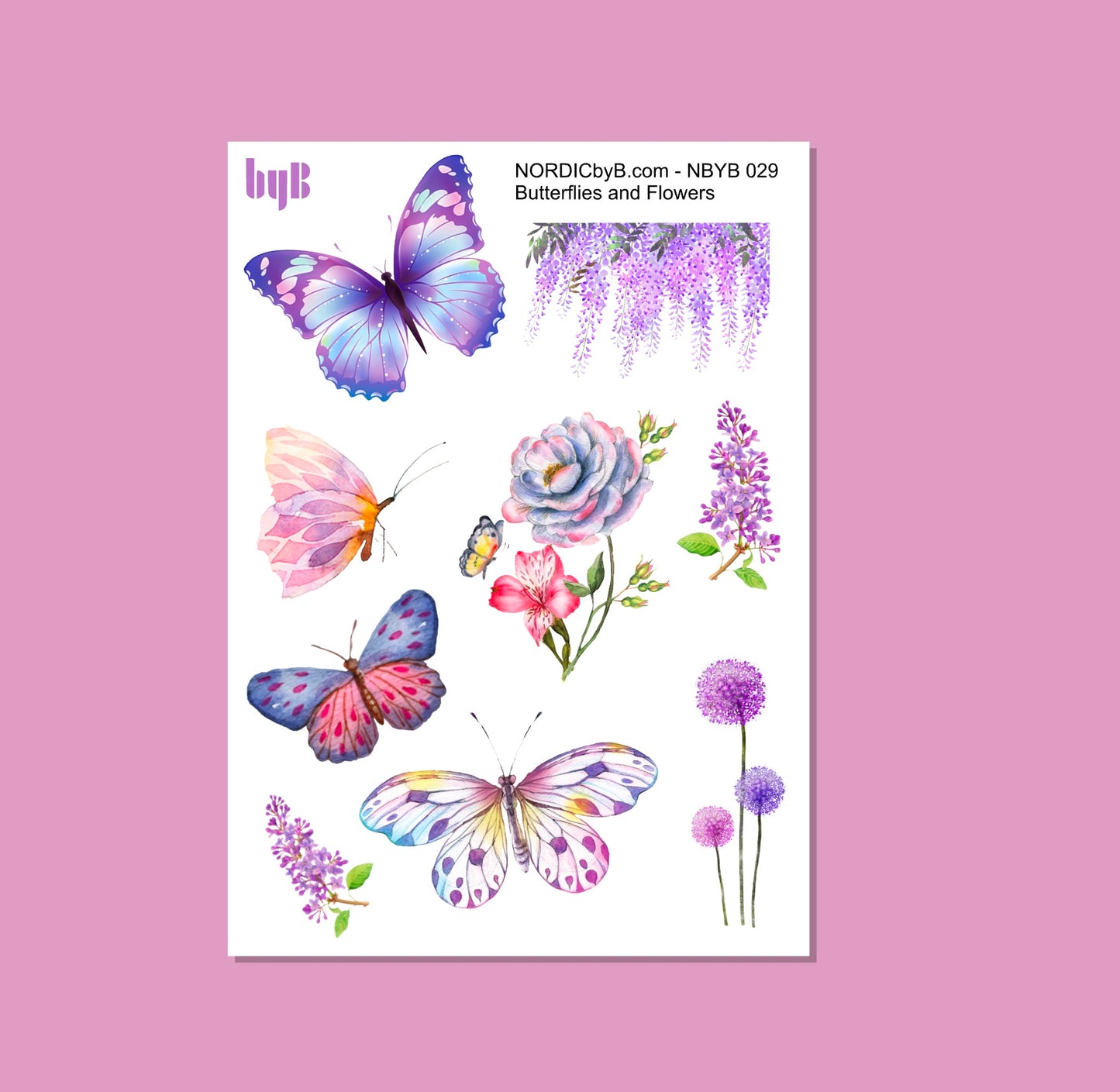 Butterflies and Flowers Sticker Sheet