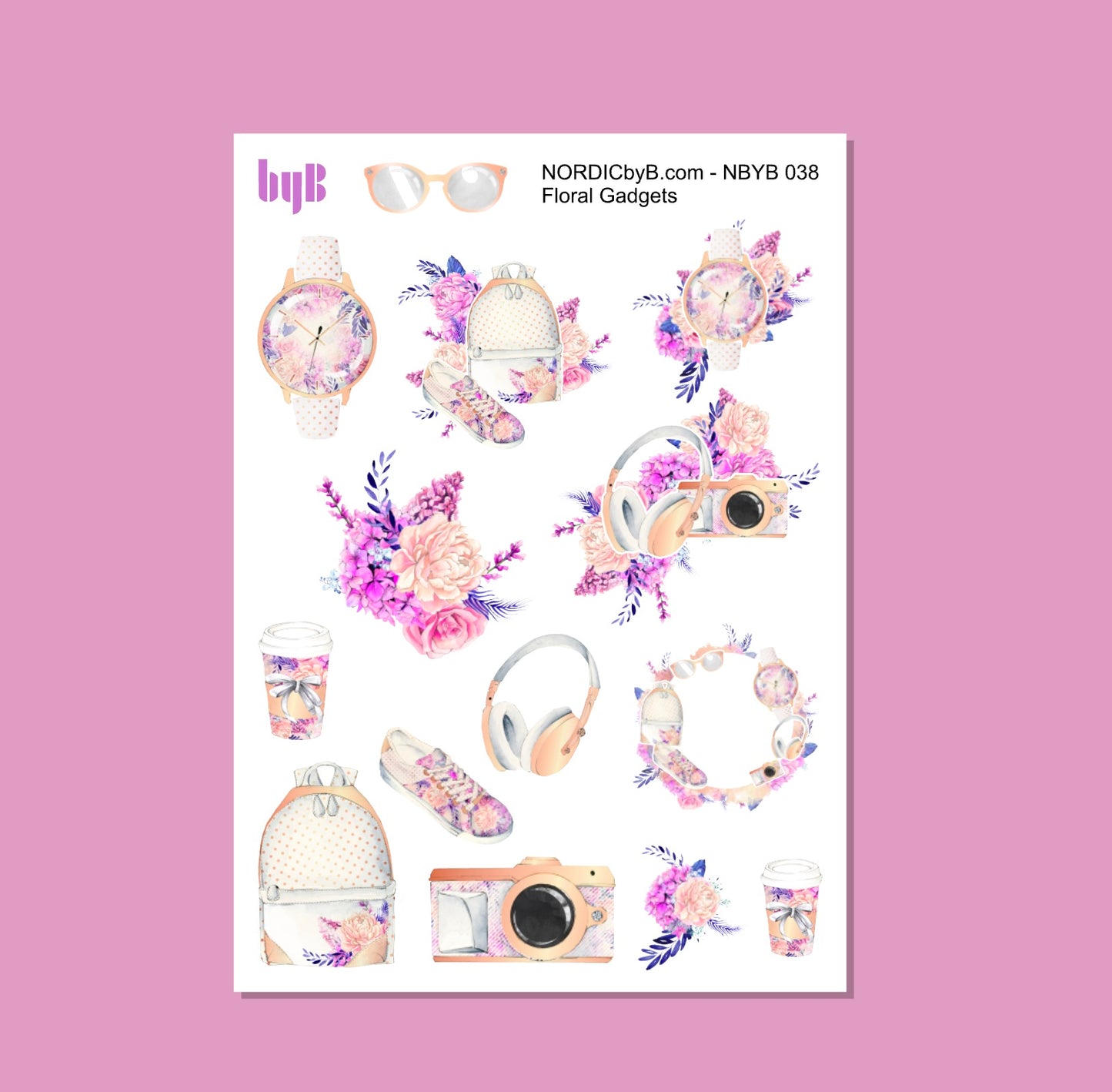 Floral Gadgets Sticker Sheet