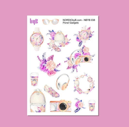 Floral Gadgets Sticker Sheet