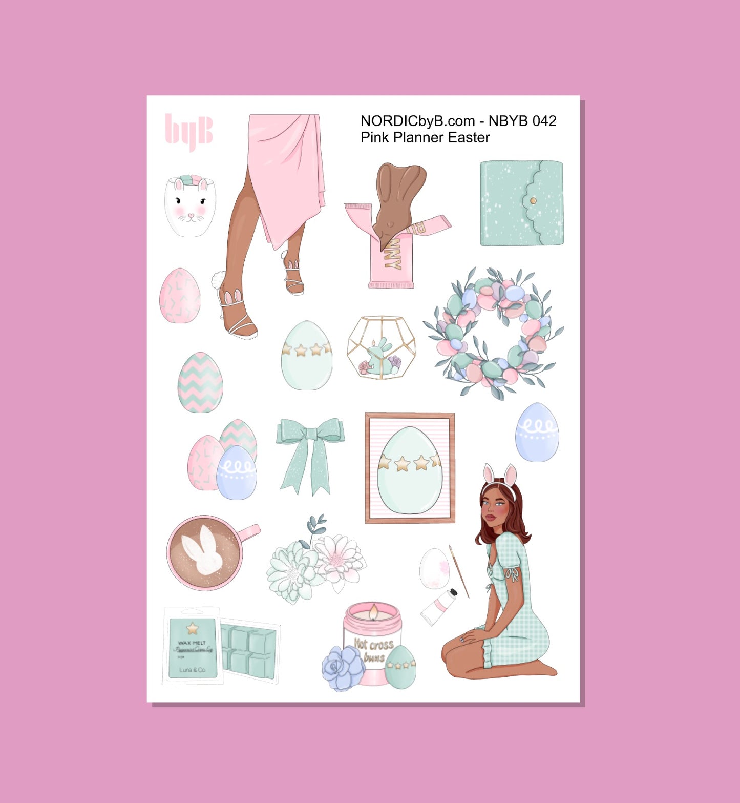 Pink Planner Easter Sticker Sheet