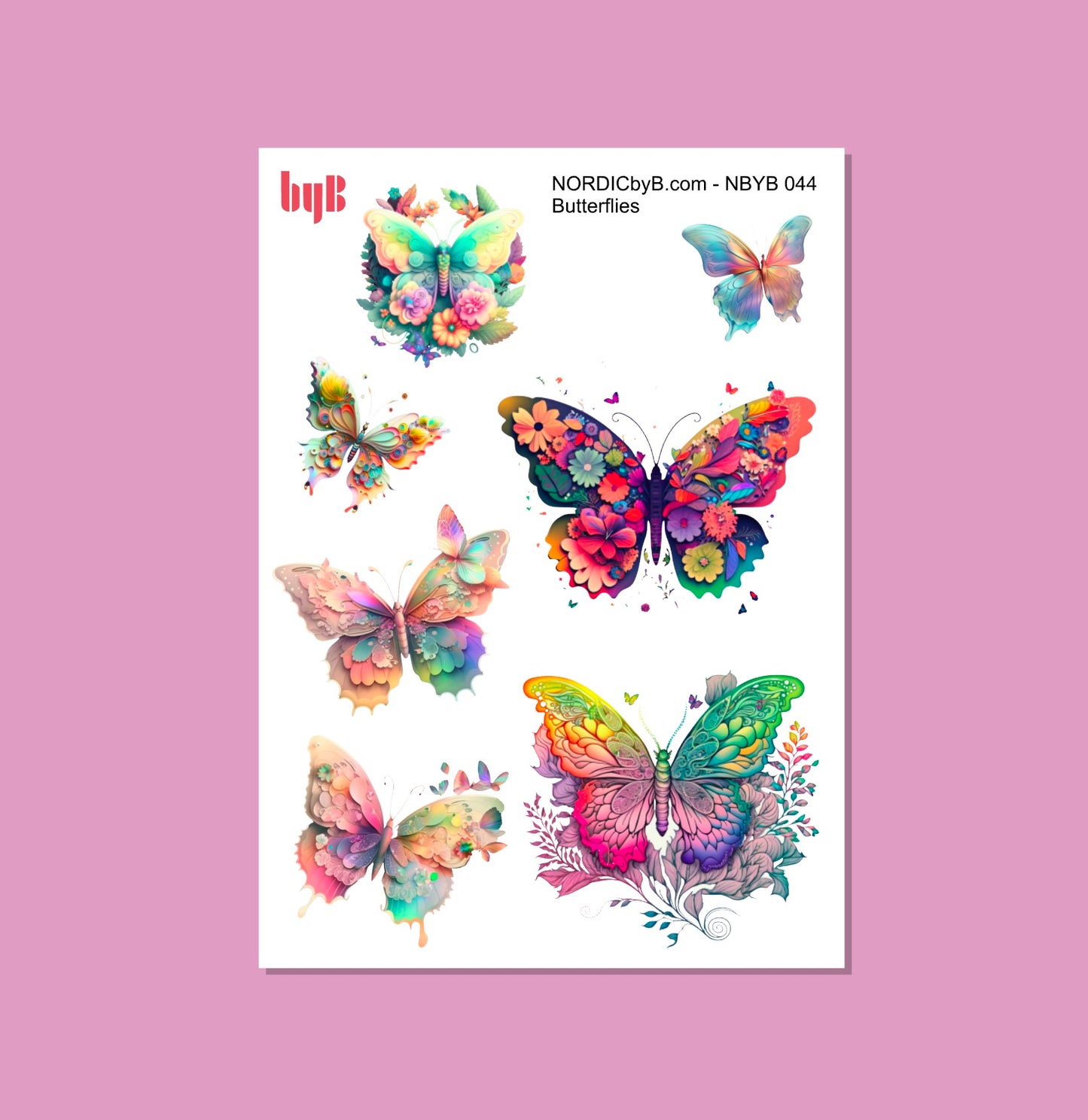 Colorful Butterflies Sticker Sheet