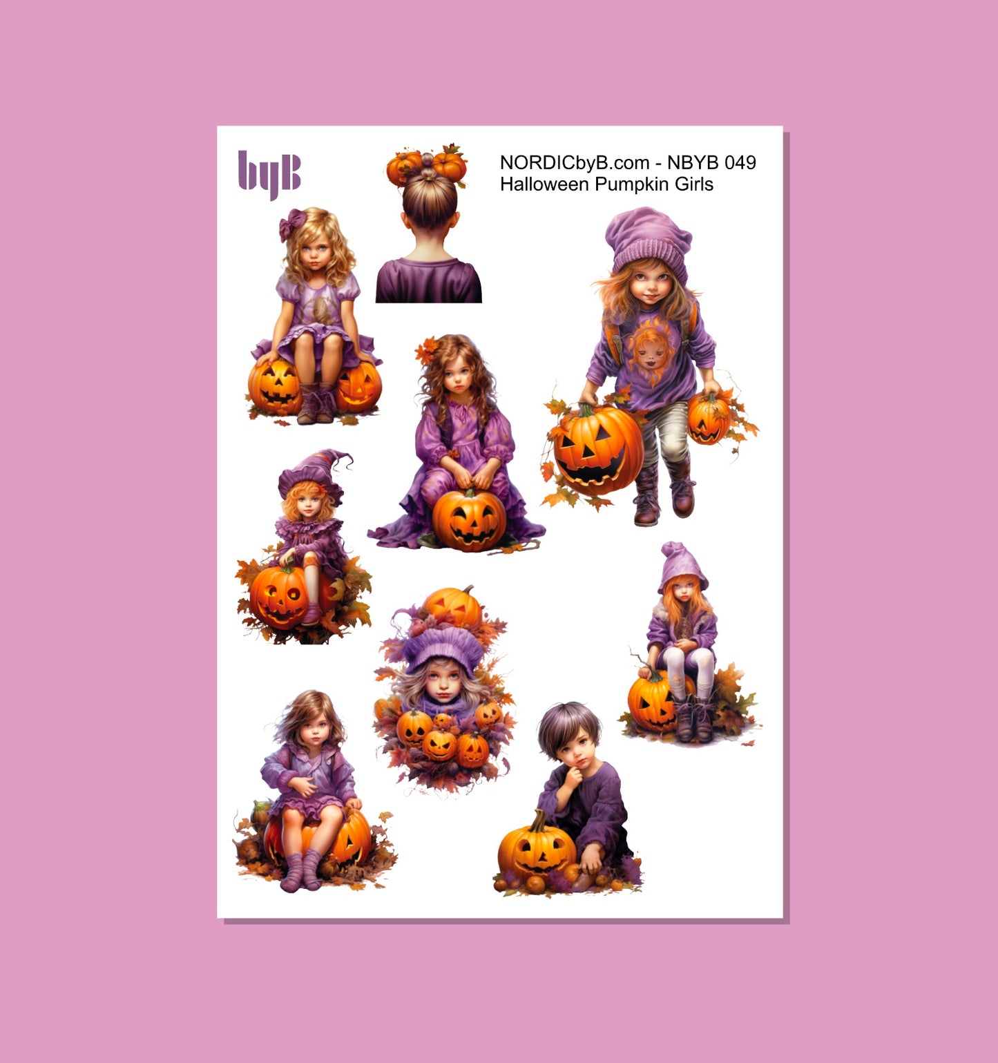Halloween Pumpkin Girls Sticker Sheet