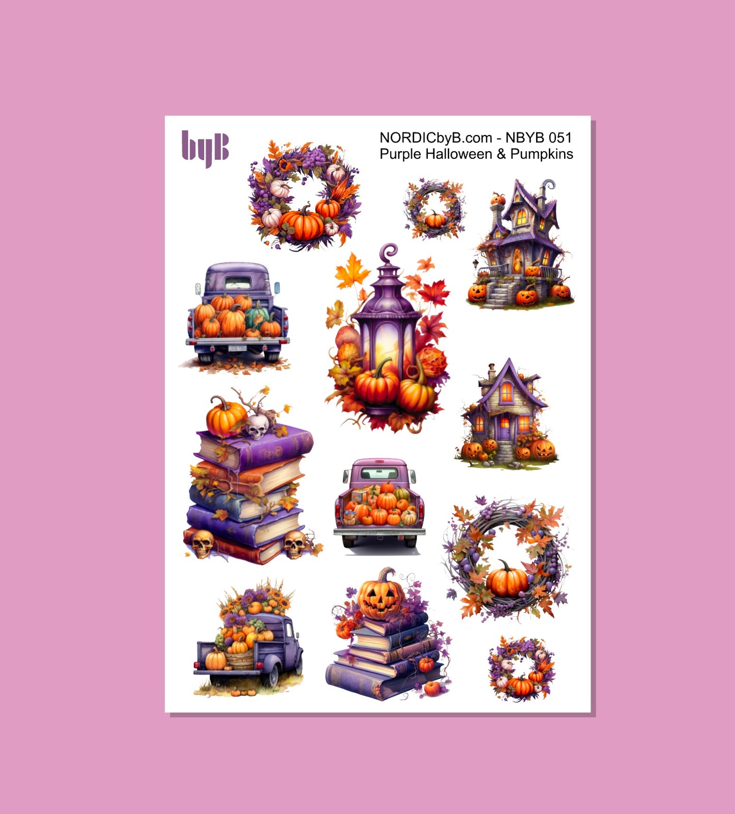 Purple Halloween & Pumpkins Sticker Sheet