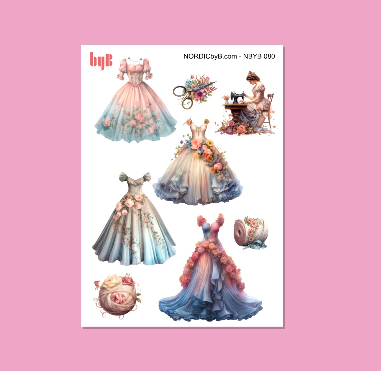Beautiful Dresses Sticker Sheet
