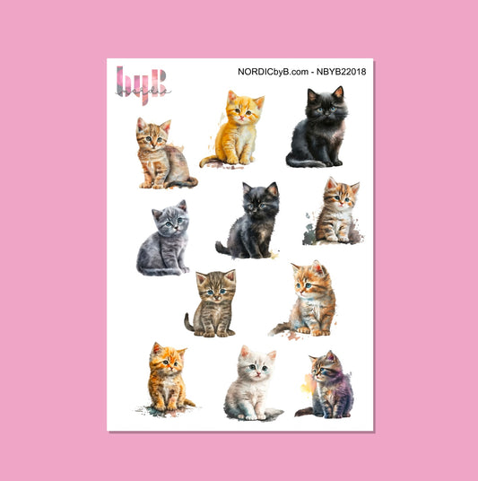 Cute Kittens Stickers - 12,5 x 17 cm - For BuJo, Decorating, Planning, Scrapbooking