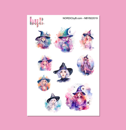 Witches Stickers - 12,5 x 17 cm - For BuJo, Decorating, Planning, Scrapbooking