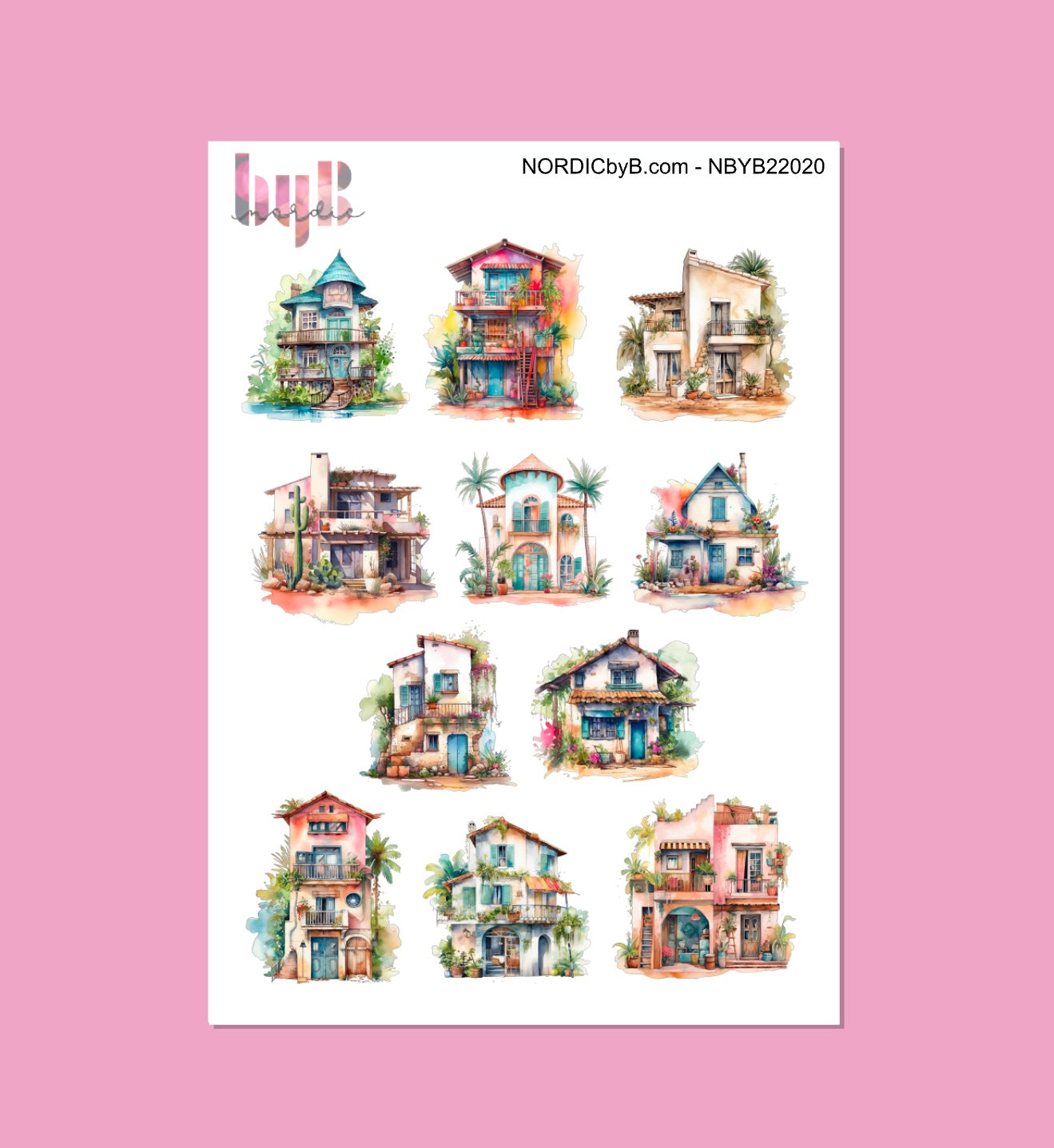 Boho House Stickers - 12,5 x 17 cm - For BuJo, Decorating, Planning, Scrapbooking