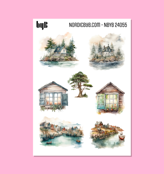 Outdoor Coast Houses Sticker Sheet
