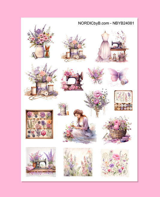 Purple Sewing Sticker Sheet