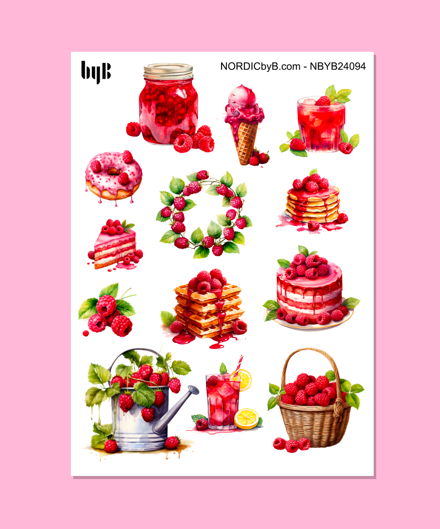 RASPBERRY sticker sheet