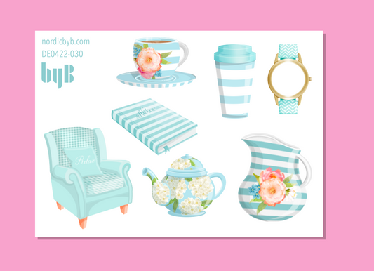 Light Blue Home Decor Sticker Sheet