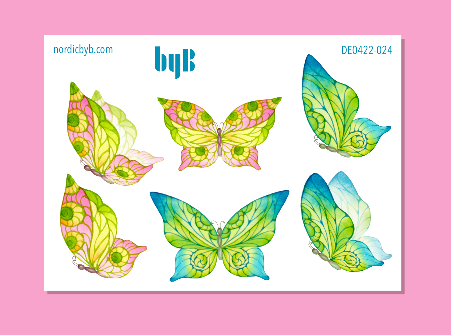 Green Butterfly Decor Sticker Sheet