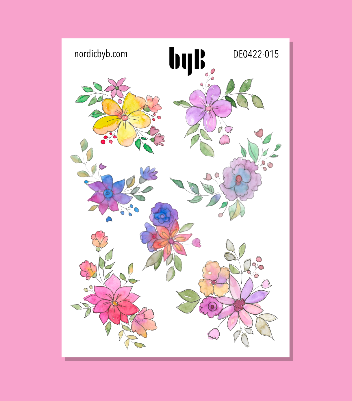 Multi Colored Flower Sticker Sheet