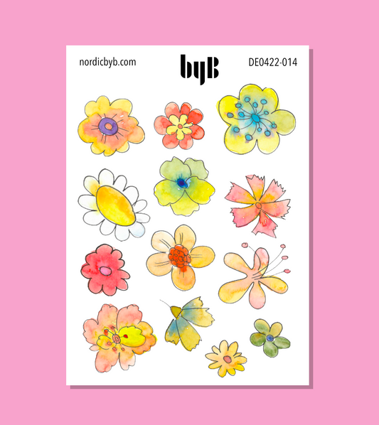 Multi Colored Yellow-ish Flower Sticker Sheet