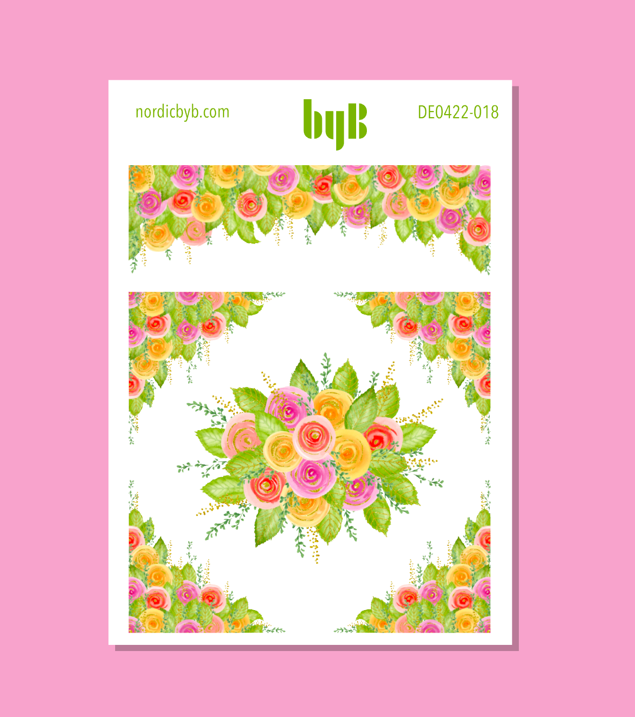 Multi Colored Borders Corners Flower Sticker Sheet