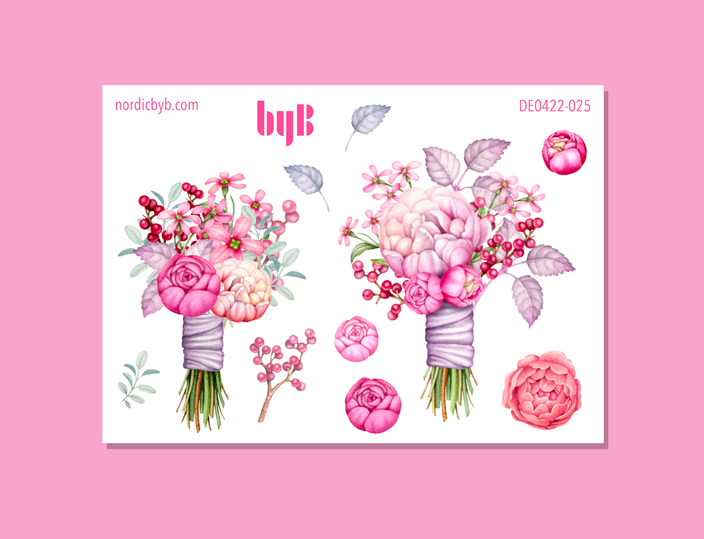 Beautiful Flowers Pink-ish Colored Sticker Sheet