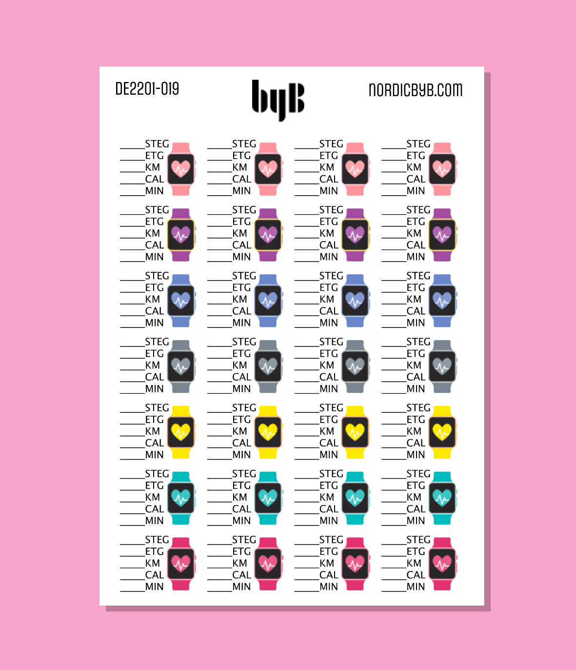 Fitness Tracker Watch Sticker Sheet