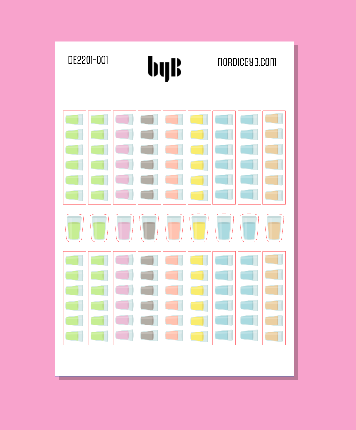 Drink Water Hydrate Multi Colorede Tracker Sticker Sheet