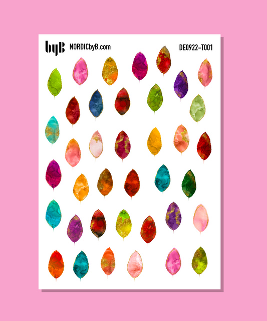 Watercolor Single Leaf Sticker Sheet