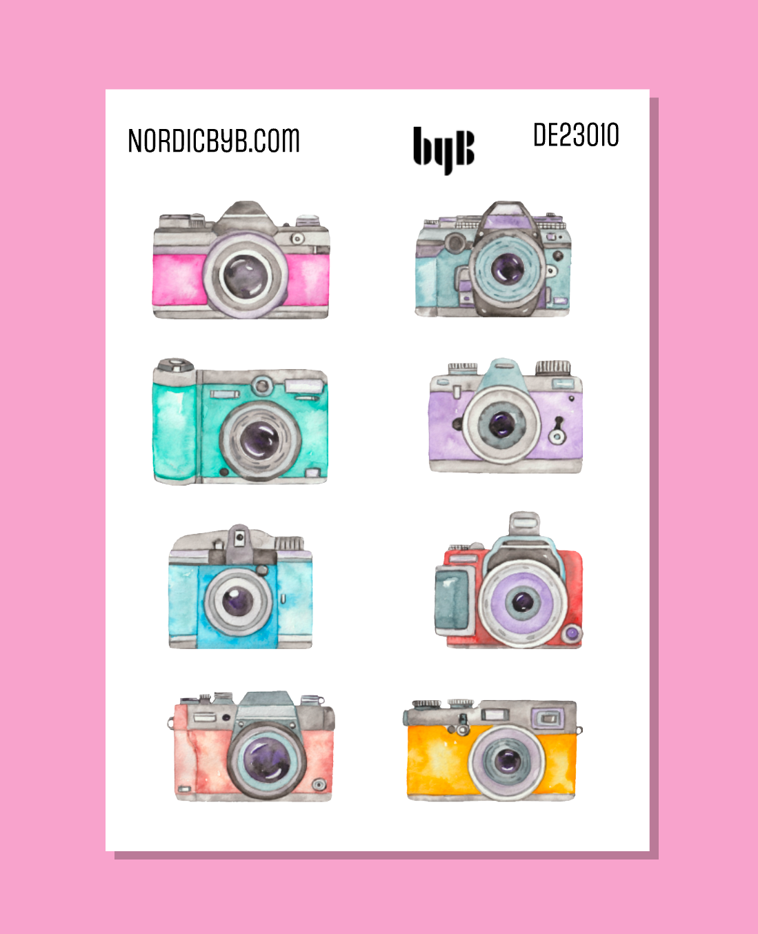 Colorful Cameras Sticker Sheet