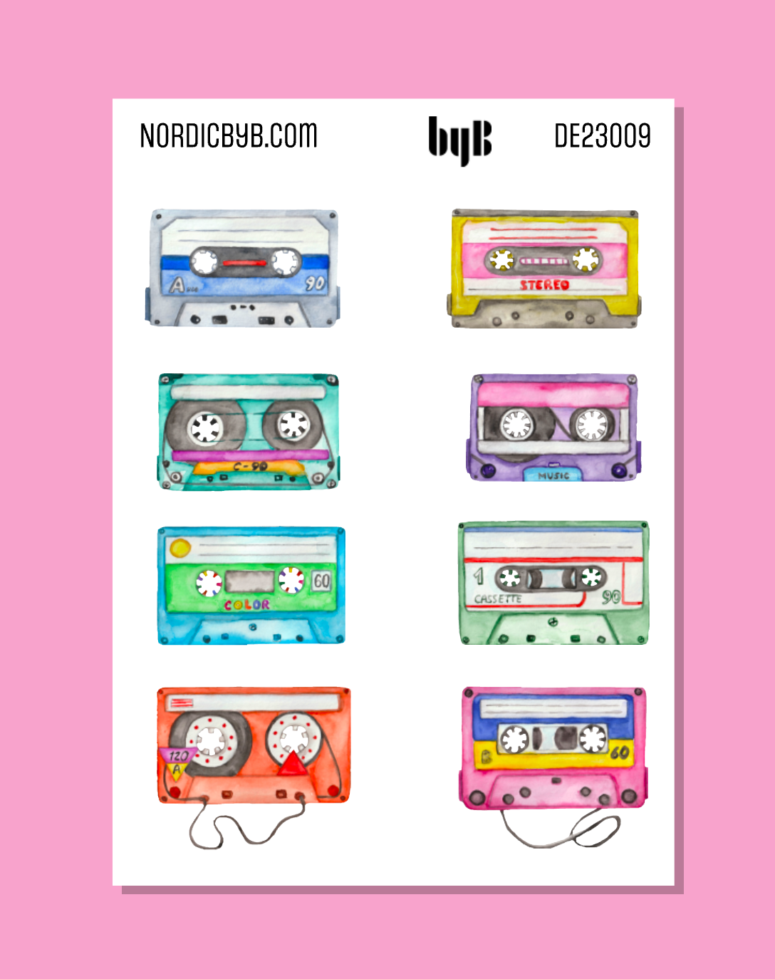 Colorful Cassettes Sticker Sheet