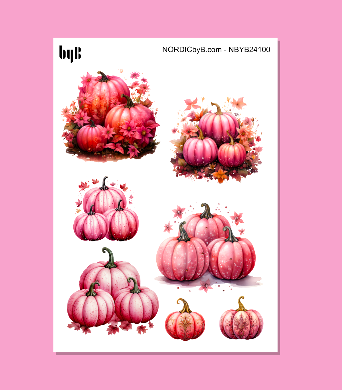 Pink Pumpkin Sticker Sheet