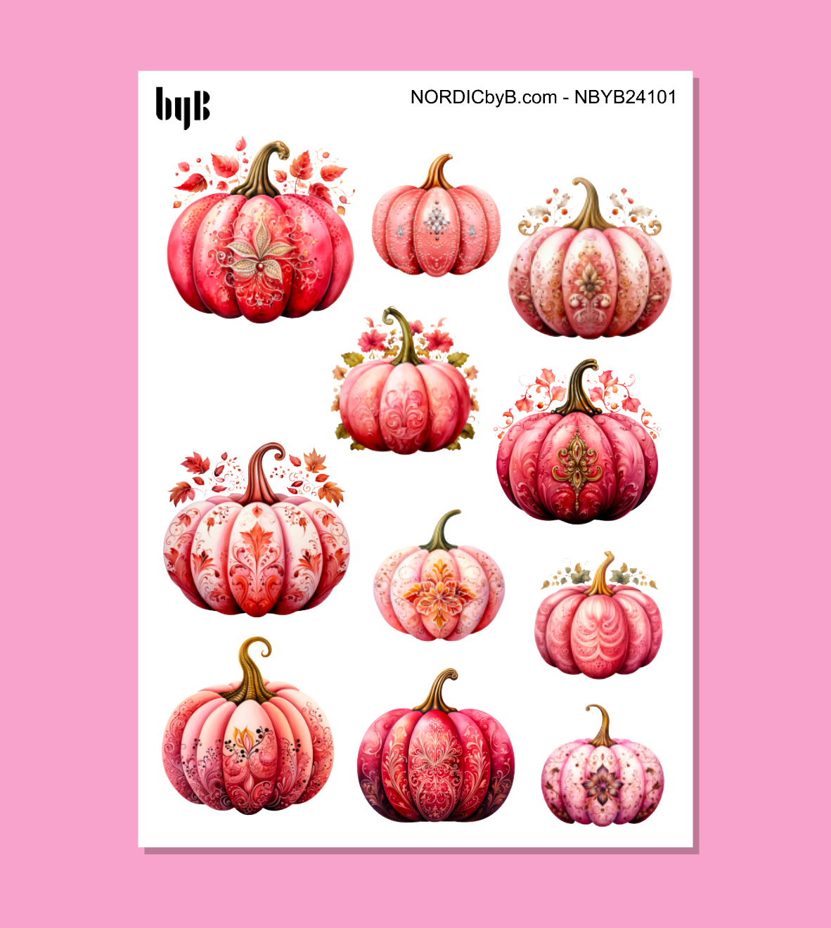 Pink Pumpkin Sticker Sheet