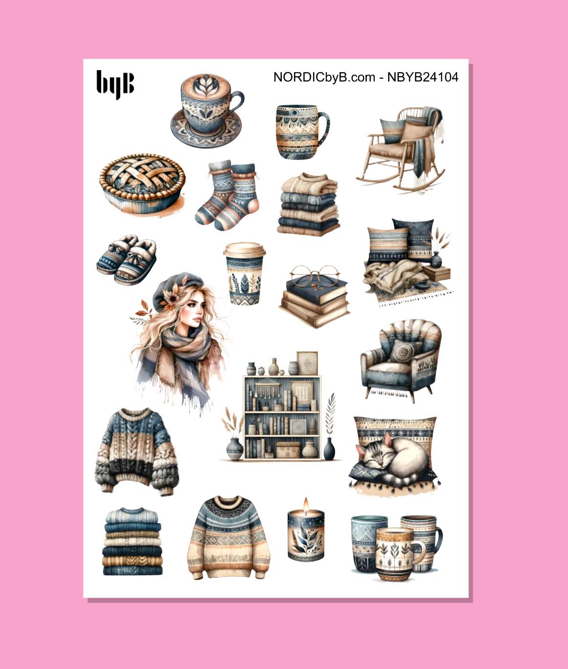 Fall Cozy Blue Sticker Sheet