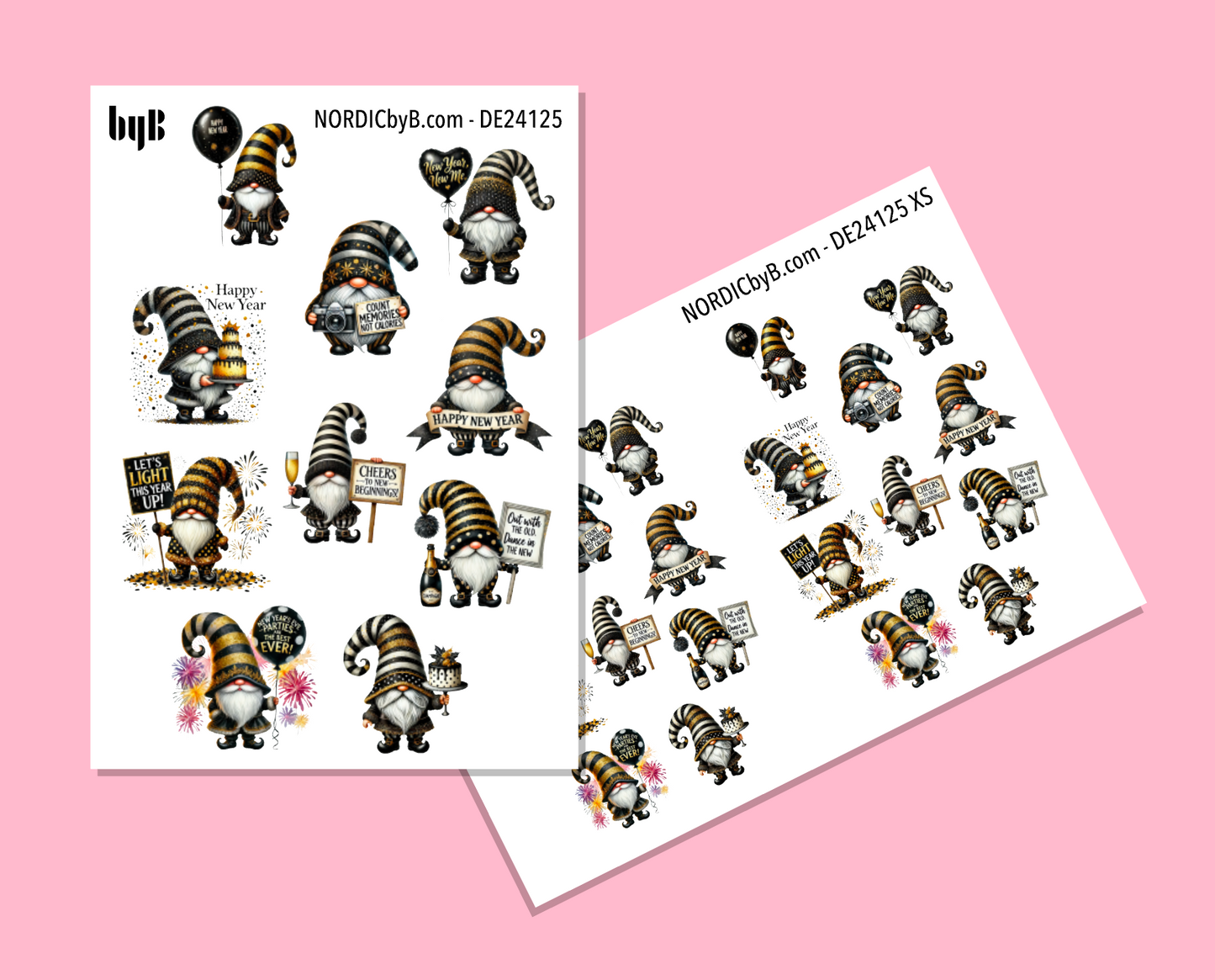 New Year Gnome Sticker Sheet - Size: NORMAL & XS