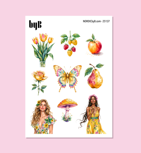 Pink & Yellow Fairy Sticker Sheet