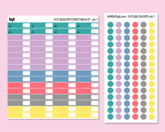 FLYT-BUDSJETT ADD ON ETIKETTER & DOTS